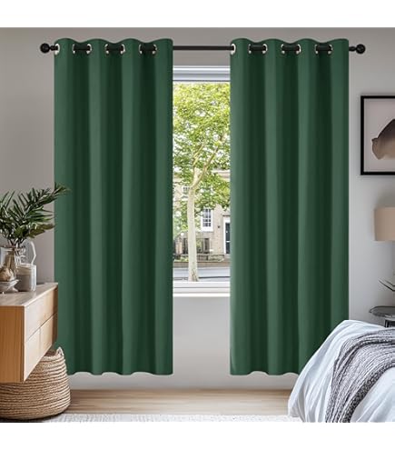 Deconovo Set Solide, Thermisch Geïsoleerde Verduisterende Gordijnen Met Ringen Voor Op De Slaapkamer In Verschillende Kleuren En Maten
