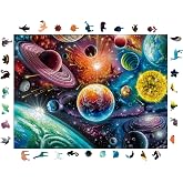 WePuzzleUp Ahşap Puzzle Yetişkin - Uzayda Kozmik Senfoni - 450 Par&ccedil;a, 29 x 39 cm - Yapıştırıcı Folyo Dahil - Benzersiz Şekill