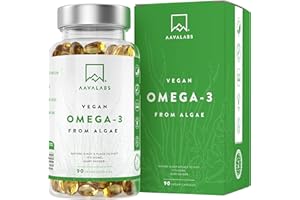 ‎AAVALABS Omega 3 Vegan Hochdosiert 1500mg | Omega3 750mg DHA 300mg EPA pro Tag - 90 Omega 3 Algenöl Kapseln Hochdosiert Vegan