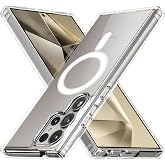Rongep Samsung Galaxy S24 Ultra i&ccedil;in Şeffaf Kılıf Mag-Clear G&uuml;&ccedil;l&uuml; Manyetikli [MagSafe ile Uyumlu] S24 Ultra Koruyucu Sararmay