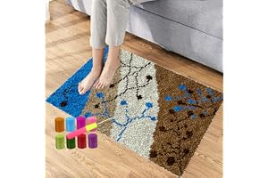 Kit de Tapis à Crochet Verrouillage 61 x 87 cm Tapis Point Noué à Faire Kit de Fabrication de Tapis pour Adultes et Débutants, Tapis de Sol Kit de Broderie DIY Bricolage Crochet à Loquet Tapis