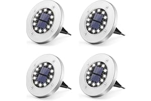 Solpex Lot de 4 lampes solaires de sol pour jardin, 12 LED, blanc, en acier inoxydable, étanche, pour extérieur, jardin, terrasse, pelouse, cour, allée