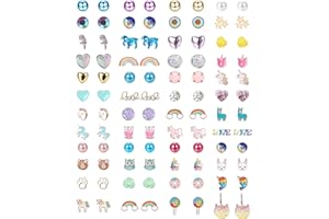 KALVICA 48 Paar Kleine Ohrstecker aus Edelstahl für Mädchen Kinder Süße Ohrringe Set Perlen Zirkon Liebes Regenbogen Bolzen Blume Ohrringe Hypoallergene Ohrringe für Mädchen