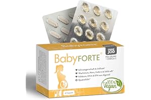 ‎BABYFORTE BabyFORTE® Folsäure ohne Jod + Omega-3 vegan mit Algenöl | 17 Schwangerschaftsvitamine ohne Jod + Quatrefolic® | 60 Kapseln | ab 1. Trimester