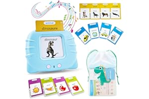 VANIKO Carte Parlante Montessori – Jouet Éducatif Enfant 2 à 6 Ans – 244 Mots Bilingues Français Anglais – Cartes Flash Éducative Interactive – Version Bleue avec Mode Musique