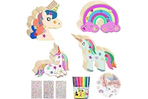 ‎BOOAEE Einhorn Bastelset Deko, Basteln Einhorn Holz Bastelset Kindergeburtstag Einhorn Handwerk zum Bemalen Basteln, Bastelset Kinder 4 3 Jahre für Mädchen, Jungen Einhorn Deko Kindergeburtstag