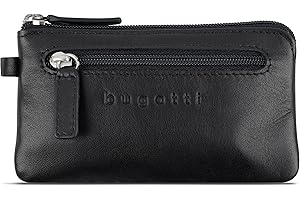 bugatti Primo Llavero Monedero, Estuche para Llaves de Cuero - Negro