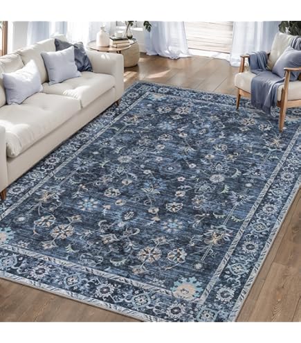 IKEA NÖVLING Rug, Low Pile, 128x195 cm, Dark Blue/Yellow-Brown