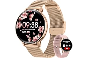 NAIXUES Montre Connectée Femme avec Appel Bluetooth, 1.39" HD Smartwatch Santé Au Féminin, 120+ Modes Sportifs, Sommeil, Fréquence Cardiaque, SpO2, Calories IP68 Podometre Android iOS Or Rose