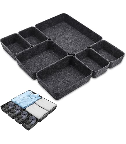 Bada Bing Set Di 2 Cestini Portaoggetti In Feltro Antracite Con Manici - Organizer Per Ufficio E Casa, 20x20x13 Cm