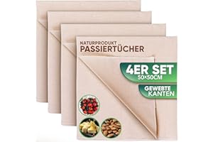 ‎SIDORENKO Loco Bird Straining Cloth 50 x 50 cm - Pack of 4 100% Cotton Cloth - Unbleached Cheese Cloth, Fine Gauze Cloth and Muslin Cloths Density 100, Washable Linen Cloth, Cheesecloth and Cheesecloth with