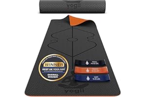Yogii Exercise Yoga Mat – Non-Slip 6mm Thick TPE Mat, Travel-Friendly, Perfect for Home & Gym Workouts, Fitness, Pilates – Laser Alignment Guides for Men & Women