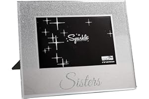 Maturi Silver Glitter Photo Frame, Mirrored 6 x 4 Inch, Sisters Gift