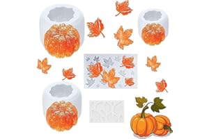 Yuille 5 Stück Thanksgiving Ahornblatt Silikon Form,Thanksgiving Halloween Harz Formen,3D Kürbis Epoxidform,Kürbis Harz Formen Set,für Herbsternte,Halloween,Thanksgiving DIY Basteln Dekoration