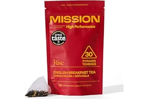 MISSION FUELLING EXTRAORDINARY MISSION - Rise Tea - English Breakfast Tea with Yerba Mate, Gotu Kola & Ginkgo Biloba - Improve Performance - 30 Pyramid Tea Bags