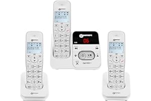 Geemarc Amplidect 295 Trio - Bundle of 3 Loud Cordless DECT Phones with Answering Machine and Big Buttons for the Elderly - Low to Medium Hearing Loss - Hearing Aid Compatible - UK Version