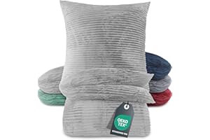 ‎BASATEX BaSaTex Winter Plüsch Bettwäsche Set | 135x200 cm Deckenbezug + 80x80 cm Kissenbezug | Cashmere-Touch Coral Fleece,Rip-Cord“ | Reißverschluss | Grau