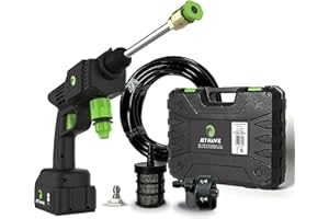 HIGH STREET TV Jet Hawk – Portable Cordless High-Pressure Washer in Green Colourway - Use Any Water Source – 6 in 1 - Inc Spray Nozzles, 5m Hose, Hose Connector, Free Soap Dispenser Bottle & Hard Carry Case