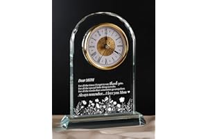 WinTaim Mum Glass Clock Gift from Daughter or Son: Unique Birthday, Christmas, Thanksgiving Blessings, Mother's Day, and Valentine Gifts - Elegant Desk Clock with Base for Mom Who Has Everything