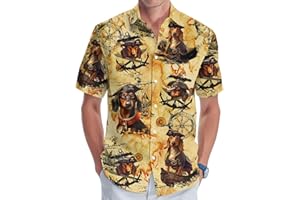 GEPOS Hundeliebhaber Pint Casual Hawaii-Hemd für Unisex, Haustierbesitzer Kurzarm Knopf Hemd für Männer Frauen