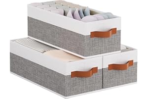 YheenLf Plegable Caja de Almacenamiento, Cestas Almacenaje en Blanco, Juego de 3 Cajas Organizadoras Armarios para Ser Utilizadas en La Cocina, Baño, 38×15.5×13 cm