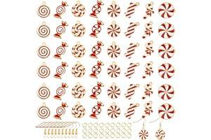 JOISHOP 108pcs Christmas Charms, Christmas Candy Charms Christmas Gold Enamel Charms with Earring Hooks and Jump Rings for Christmas Earrings Bracelet Necklace Jewelry Making