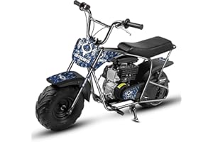 HOMEMIYN ORYXEARTH 105CC 4-Temps Dirt Bike Pocket Bike, Cross Benzin pour Enfants, Pneus Larges Tout-Terrain, Moto Cross Enfant, Mini Moto Motocross, Autocollants DIY à Partir de 13 Ans (Bleu)