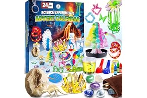 UNGLINGA Science Advent Calendar 2025 for Kids - 24 Days of S.T.E.M Experiments Chemistry Set, Crystal, Gemstones, Magic, Christmas Birthday Countdown Toys Gifts for Boys Girls