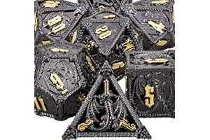 ARUOHHA Jeu de dés DND en métal Donjons et Dragons Dés RPG Jeu de rôle polyédrique pour jeux de société Warhammer Pathfinder Jeu de dés D&D 6 faces avec coffret cadeau, dés D et D D20 D12 D10 D8 D6 D4