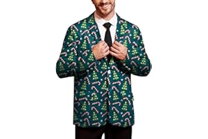 BesserBay Męska marynarka bożonarodzeniowa, z nadrukiem, długi rękaw, marynarka na czas wolny, rozm. S-XXL