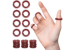KIGNIOTE 20 anillos de acupresión para masaje de dedos con espinas sensoriales, anillos de masaje silenciosos y relajantes para adultos y jóvenes (rojo)