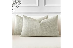 JOTOM Juego de 2 Fundas de Cojín 30x50 cm Lino Caqui Fundas de Almohada Decorativas 12x20 Pulgadas Cuadradas Funda de Cojín Decoración del Hogar para Sofá Cama