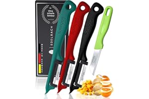 Edelbach Solingen | Küchenmesser Set | German, sehr scharfe kleine Messer, Messerset, Obstmesser, Gemüsemesser, Schälmesser, Sparschäler, Schälmesser, Solingen-Messer (4er Sparschäler)