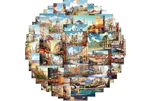 APAREAL Reise Sticker 50 Stück, Europäische Architektur Aufkleber für Koffer Scrapbook Laptop Fahrrad Skateboard MacBook Snowboard Motorrad Helm, Wasserfeste Sticker für Teens Erwachsene