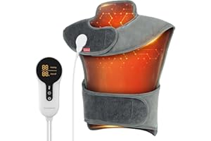 Comfytemp Infrarossi Lontani Cuscino Riscaldante per Schiena, Spalle e Collo, 2.5lb Termoforo Elettrico per Schiena 20"×22", Riscaldamento Rapido con 6 Livelli di Calore e Spegnimento Automatico