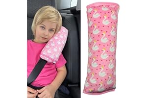 HECKBO swan car Seatbelt Pillow for Children - Machine Washable - Girl boy Kids Children Soft car seat Belt Cover Sleeping Pillows Protection car Travel Pillow Cushion Vacation