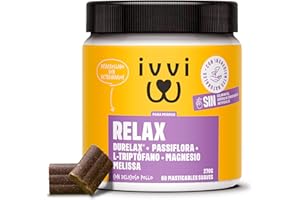 ivvi Relax - Calmante para Perros con L-triptófano para la ansiedad, el estrés y para calmar - 60 sabrosos Snacks con Pollo