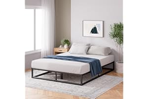 ‎ZINUS Zinus Joseph Bettgestell 140x200 cm - Metallbett 140x200 mit Lattenrost aus Holz - 25 cm Hohe Plattform mit Freiraum Darunter - Kompakte Verpackung & Einfache Montage - Schwarz