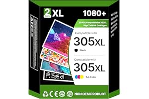 RUDGUZ 305XL Ink Cartridges Compatible for HP 305 XL Ink Cartridges for HP DeskJet 2700 2710e 2720e 2721 2722 2723 2724 Plus 4110 4120e Envy 6000e 6010e 6020e Pro 6400 6420 printers (2-Pack)