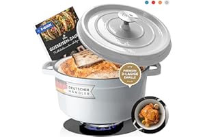 Ottia Pentola in ghisa, 28 cm, 6 litri, smaltata di alta qualità, con coperchio, pentola in ghisa, forno olandese, teglia per pane, tutti i piani cottura (anche a induzione), resistente al forno