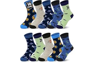 Kyopp 10 par skarpetek dla dzieci, dziewcząt i chłopców, śmieszne skarpetki, zabawne zwierzęta, bawełniane, skarpety Crew Socks na zimę/lato