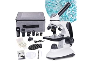 BEBANG 40X-2000X Microscopio per Bambini Adulti Microscopio Studente a Doppia Illuminazione a LED con Kit Scienziati, 15 Lame per la Ricerca di Laboratorio, Educazione a Domestica, Regalo in Classe
