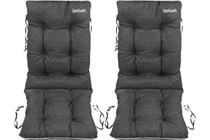 Superkissen24. Sun Lounger Cushion Seat Pad - Set of 2 48x48x75 cm Seat cover for Sunbeds, Garden Chairs, Loungers, Seatings - Outdoor/Indoor Relaxer Chair Pillow - Waterproof - Black linen