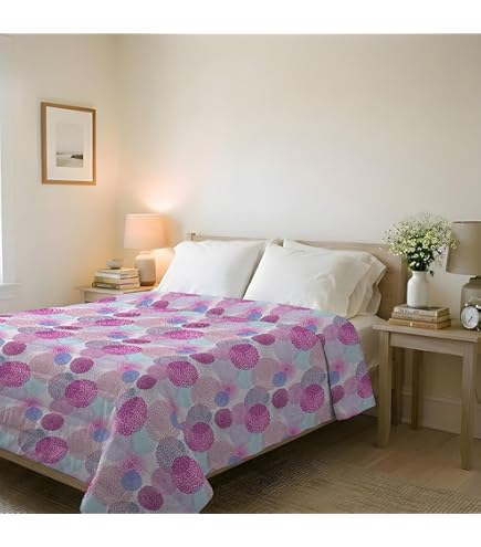 Trapuntino Copriletto Primaverile Tata Home - Singolo 170x260 Cm - Floreale Rosa, 100 Gr/mq, Made In Italy, Double Face