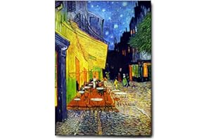 Giallobus - Quadro - Vincent Van Gogh - Terrazza di un caffè di notte - Tela Canvas Telaio Standard - 100x140 - Pronto da appendere - Quadri moderni per la casa
