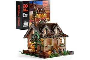 FUNWHOLE Architektur Bausteine Haus Bausatz: mit LED Set Baumhaus Holzhütte Modulares Haus, Modellbausatz für Kinder und Erwachsene, Geschenk für 16+ 18+ (2097 Teile)