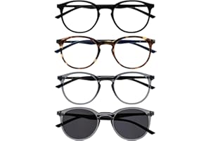 OPULIZE Met Pack 4 Gafas De Lectura Con Lectores De Sol Grande Redondo Negro Marrón Gris Hombres Mujeres RRRS60-1277 +1,50