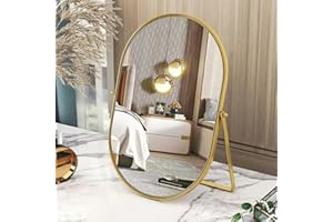 Gosider Ovaler Schminkspiegel Gold Tischspiegel Mit Metallrahmen - Tragbar, Einseitig, Schwenkbar - Für Eitelkeit, Kommode, Wohnzimmer, Schlafzimmer, Büro