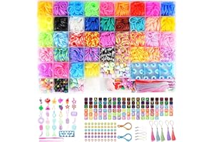 LCXCXY 3800+ Für Loom Bänder Set, 54 Rastern Loop Armbänder Set Kinder, einschließlich Webstuhl, Häkelnadel, Anhänger, Perlen usw Für Loom Bänder Zubehör. Loops Gummis sind Kinderspielzeug und Geschenke