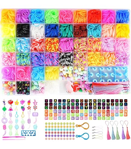 Relota Elastique Bracelet Kit, 40 Grilles Élastique Loom Bands Kit 2500 pièces, avec Boîte de Rangement et Charmes pour Garçons Filles Cadeau Relota Elastique Bracelet Kit, 40 Grilles Élastique Loom Bands Kit 2500 pièces, avec Boîte de Rangement et Charmes pour Garçons Filles Cadeau
